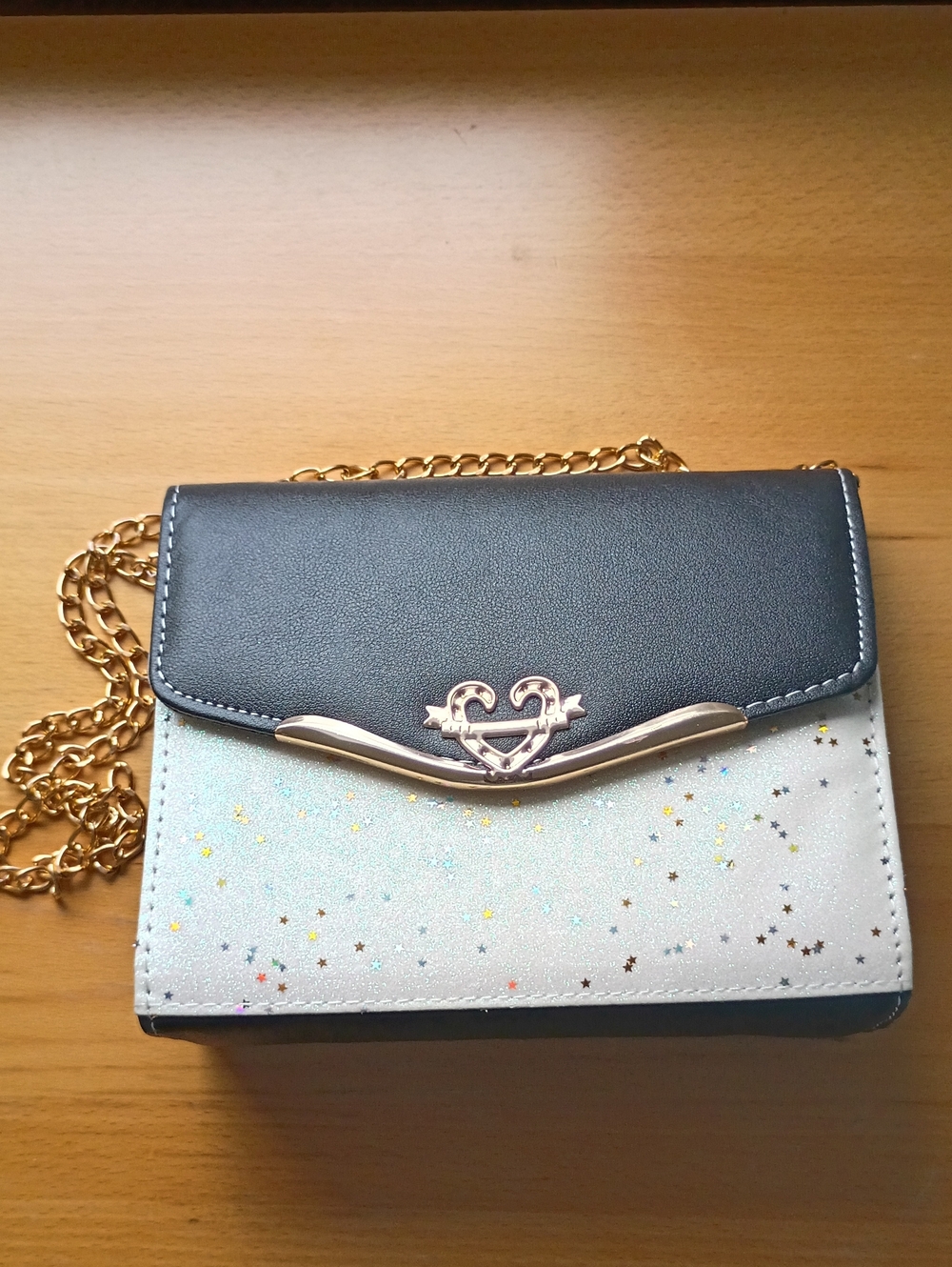 & Other Stories Navy and White Heart-Accent Crossbody Bag